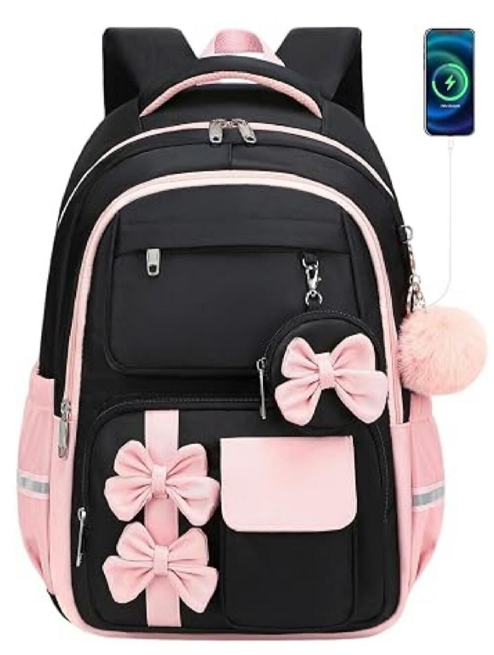 Hey Yoo Cute School Backpack for Girls Backpack with Lunch Box Girl Bookbag Set